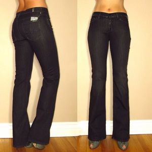 7 For All Mankind Black Bootcut Womens Jeans Y2K vintage Blue Crystal size 26 28